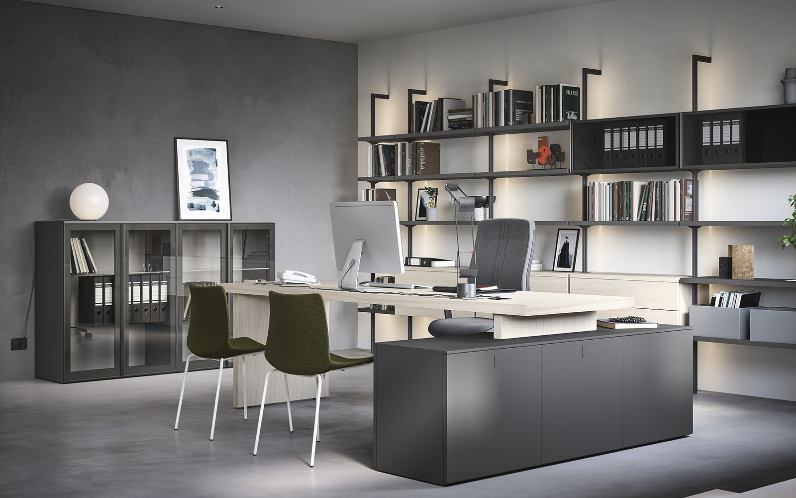 Ufficio direzionale con libreria a parete