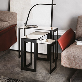 Tavolino KITANO 50x24x46H Cattelan Italia - piano Colosseo - struttura nero opaco - prezzo Outlet