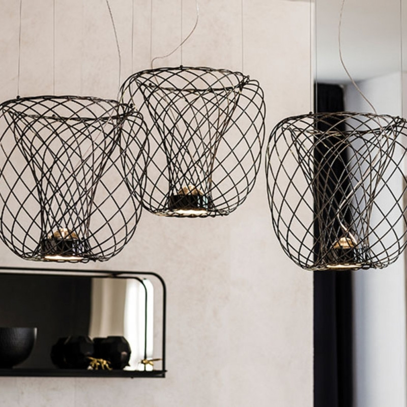 Lampadario Twister S1 Diam.42x41H – Struttura Cromo Nero 06 – prezzo Outlet