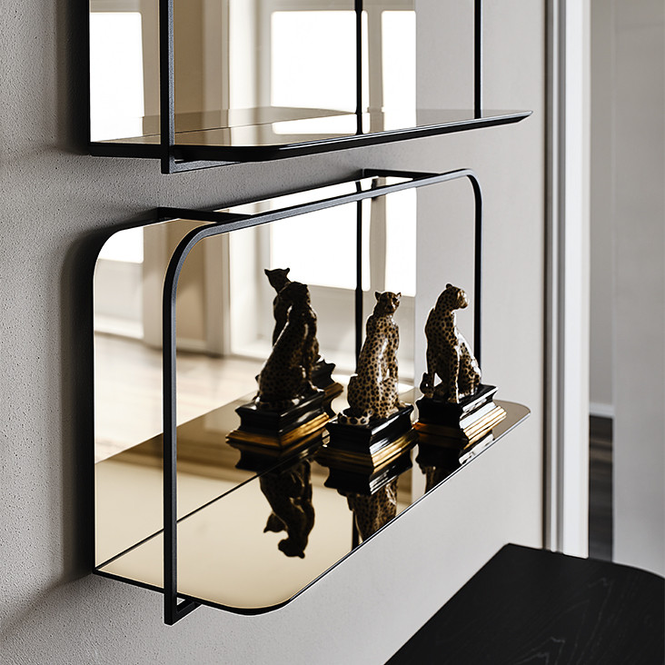 Mensola Tresor B 93x26x45H – Goffrato Nero GFM73 e Specchiato Fumé – prezzo Outlet