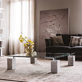 Tavolino DIELLE 100x100x32 cm Cattelan Italia - trasparente - travertino - prezzo Outlet