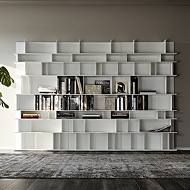 Libreria Wally 125x26,2x70,4H Cattelan Italia - goffrato bianco - prezzo Outlet