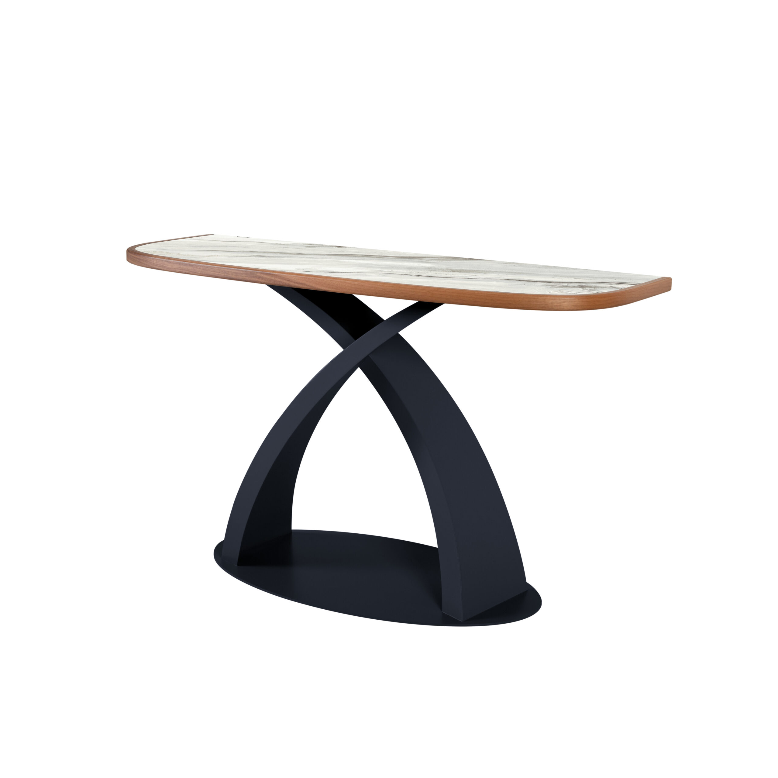 Consolle Eliseo Elite Tonin Casa - piano gres porcellanato terra liquida, bordo noce canaletto - prezzo Outlet - immagine 4