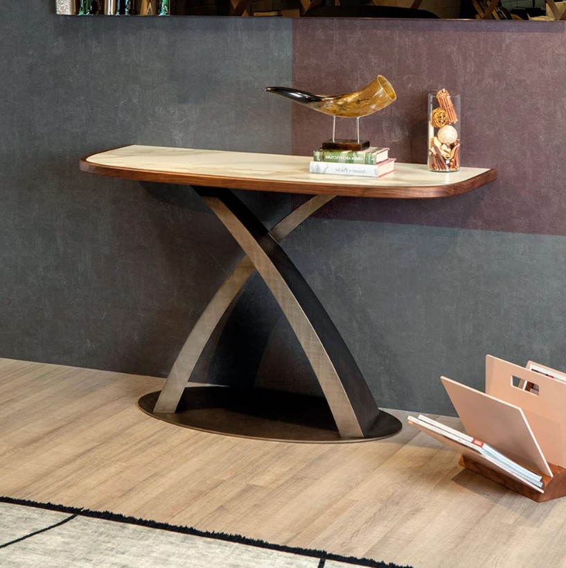 Consolle Eliseo Elite Tonin Casa, bordo rovere scuro